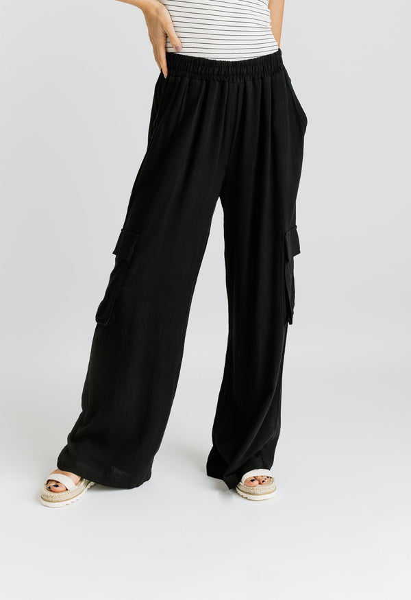 Aubrey Cargo Pants - BLACK - willows clothing CARGO PANT