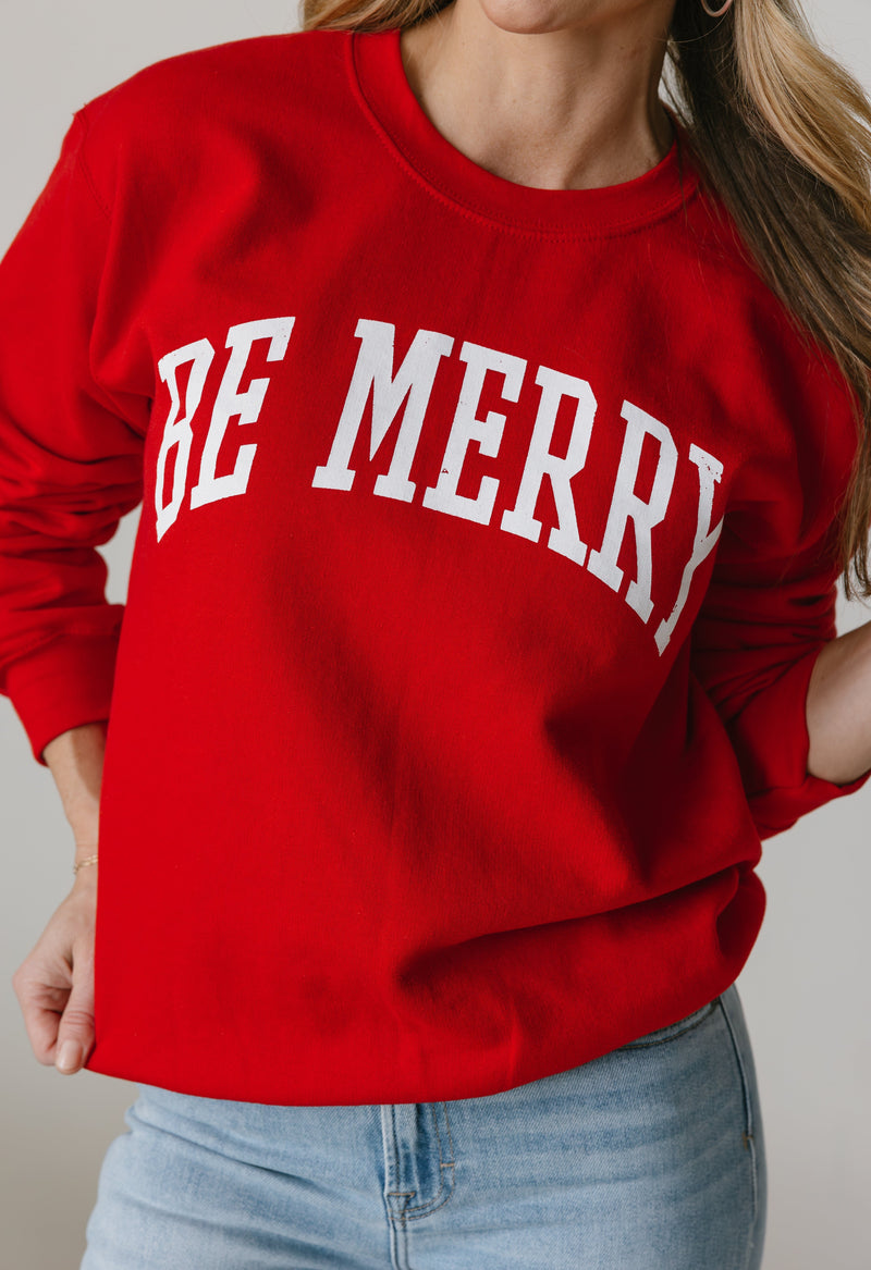 Be Merry Sweatshirt - RED - willows clothing SWEATSHIRT