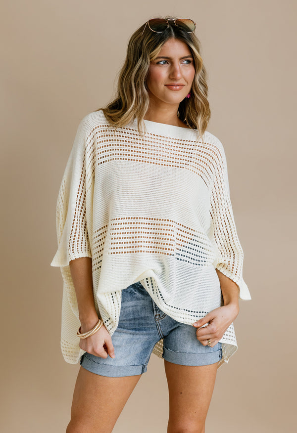 Betty Sweater - CREAM - willows clothing PONCHO