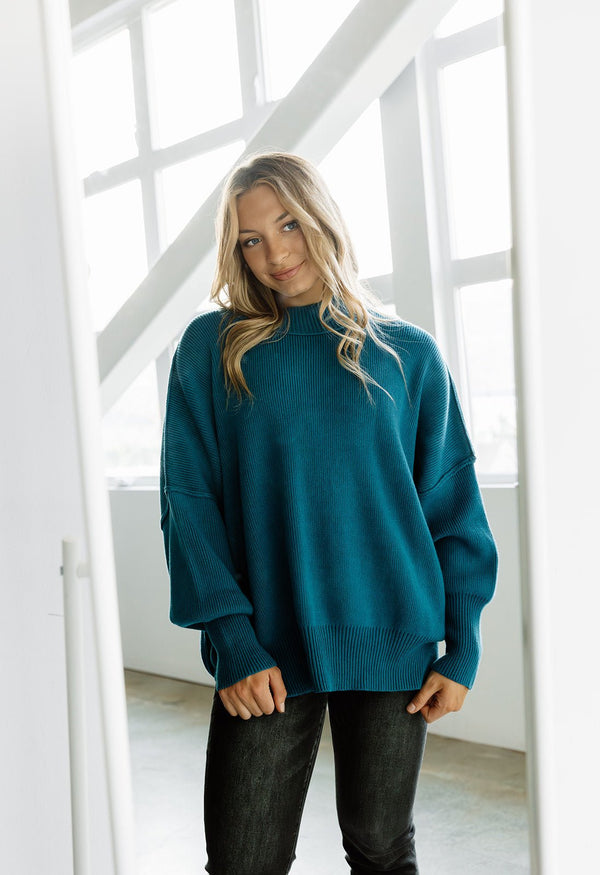 Blaire Sweater - OCEAN TEAL - willows clothing SWEATER