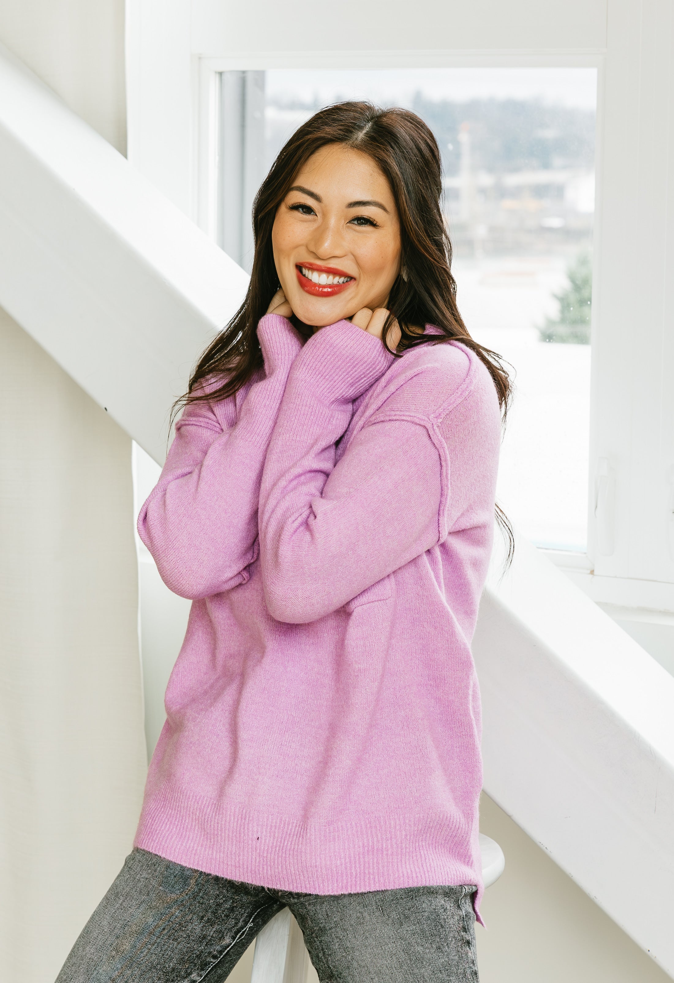 Bonnie Sweater - HEATHER MAUVE - willows clothing SWEATER