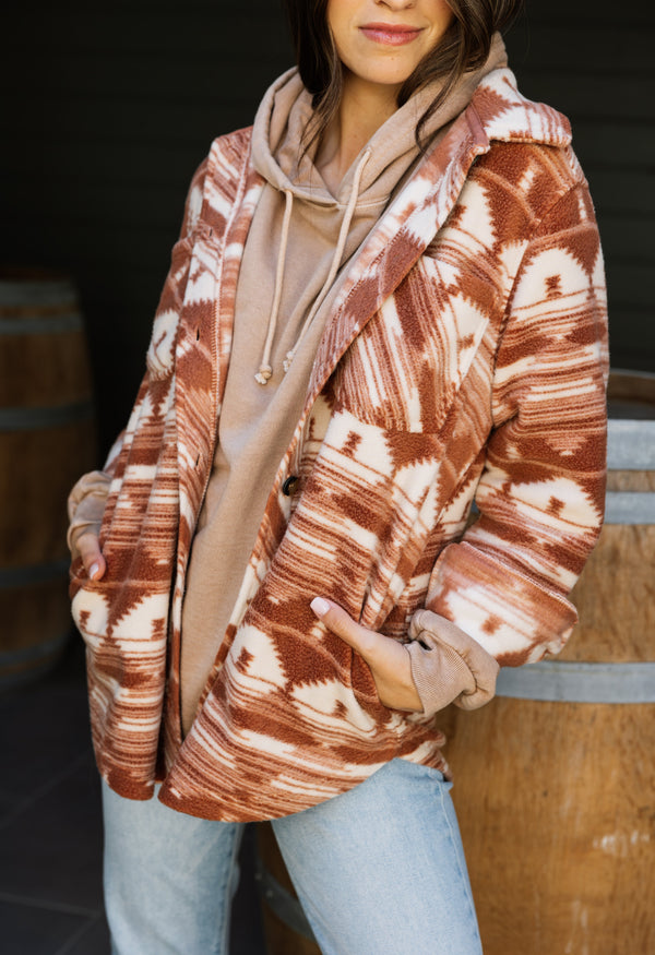 Cheyenne Jacket - RUST CREAM - willows clothing JACKET