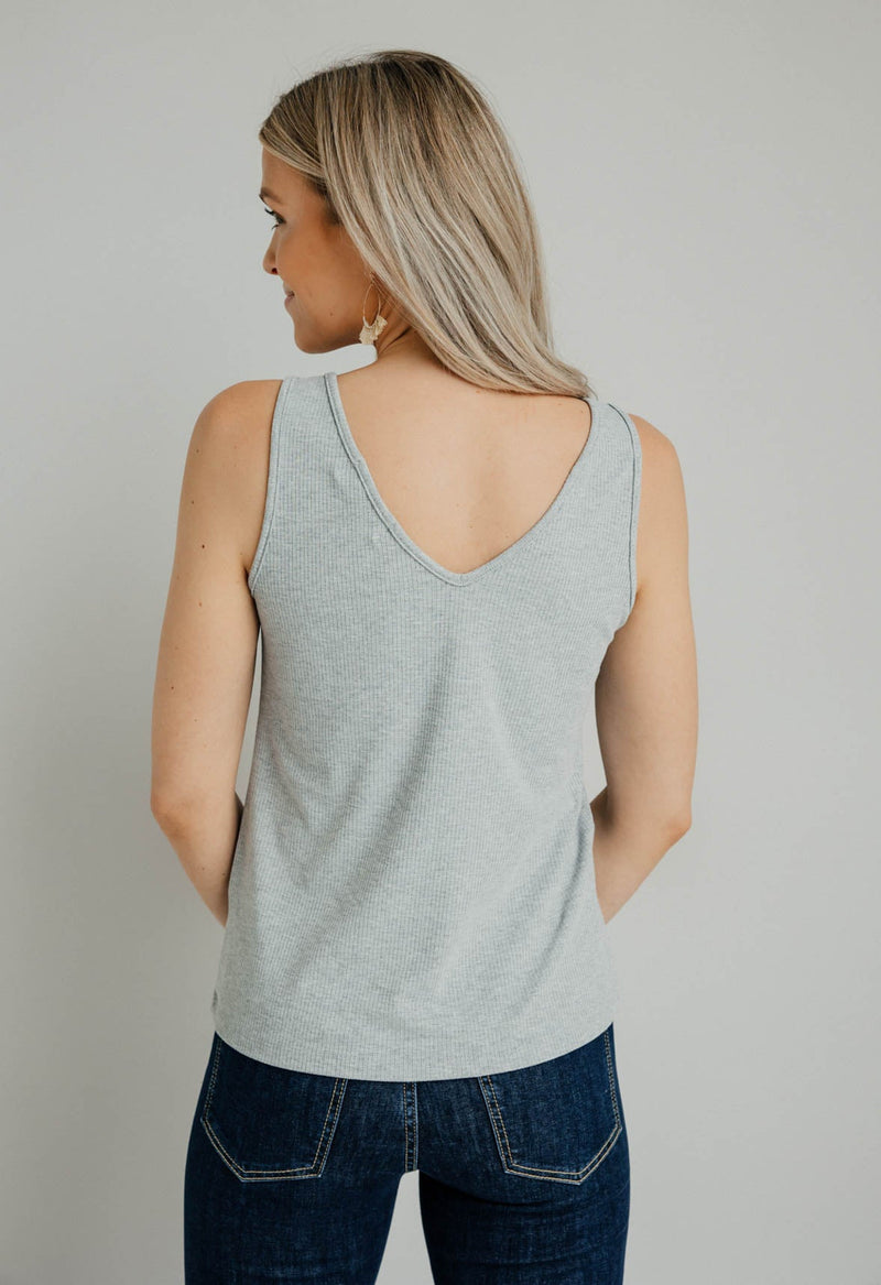 Chipper Ribbed Tank - HEATHER GREY - willows clothing TANK