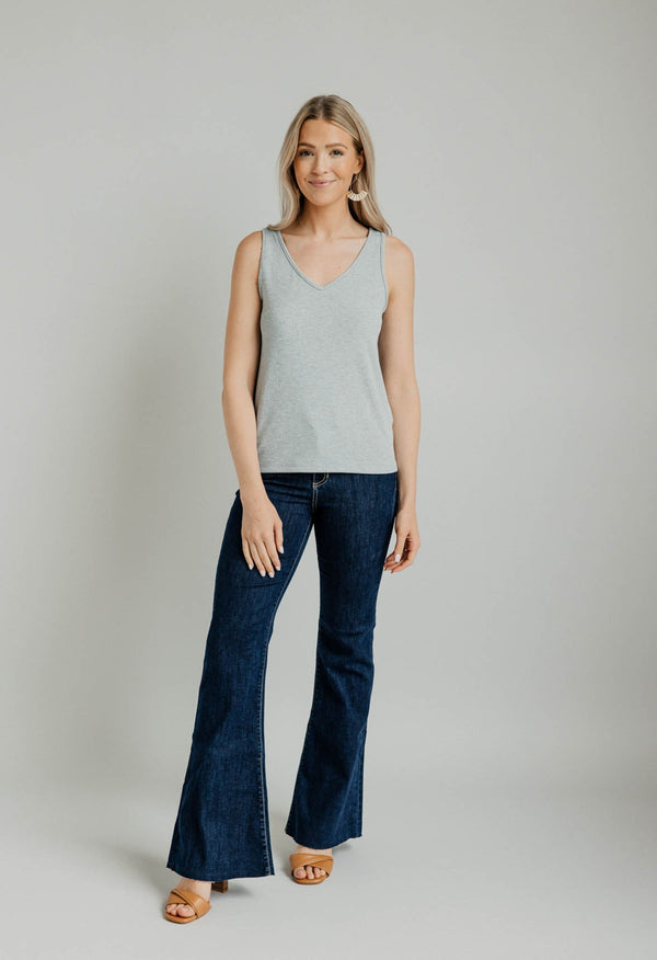 Chipper Ribbed Tank - HEATHER GREY - willows clothing TANK