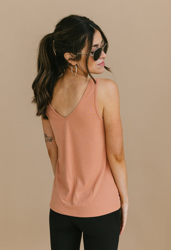 Chipper Ribbed Tank - PEACH - willows clothing TANK