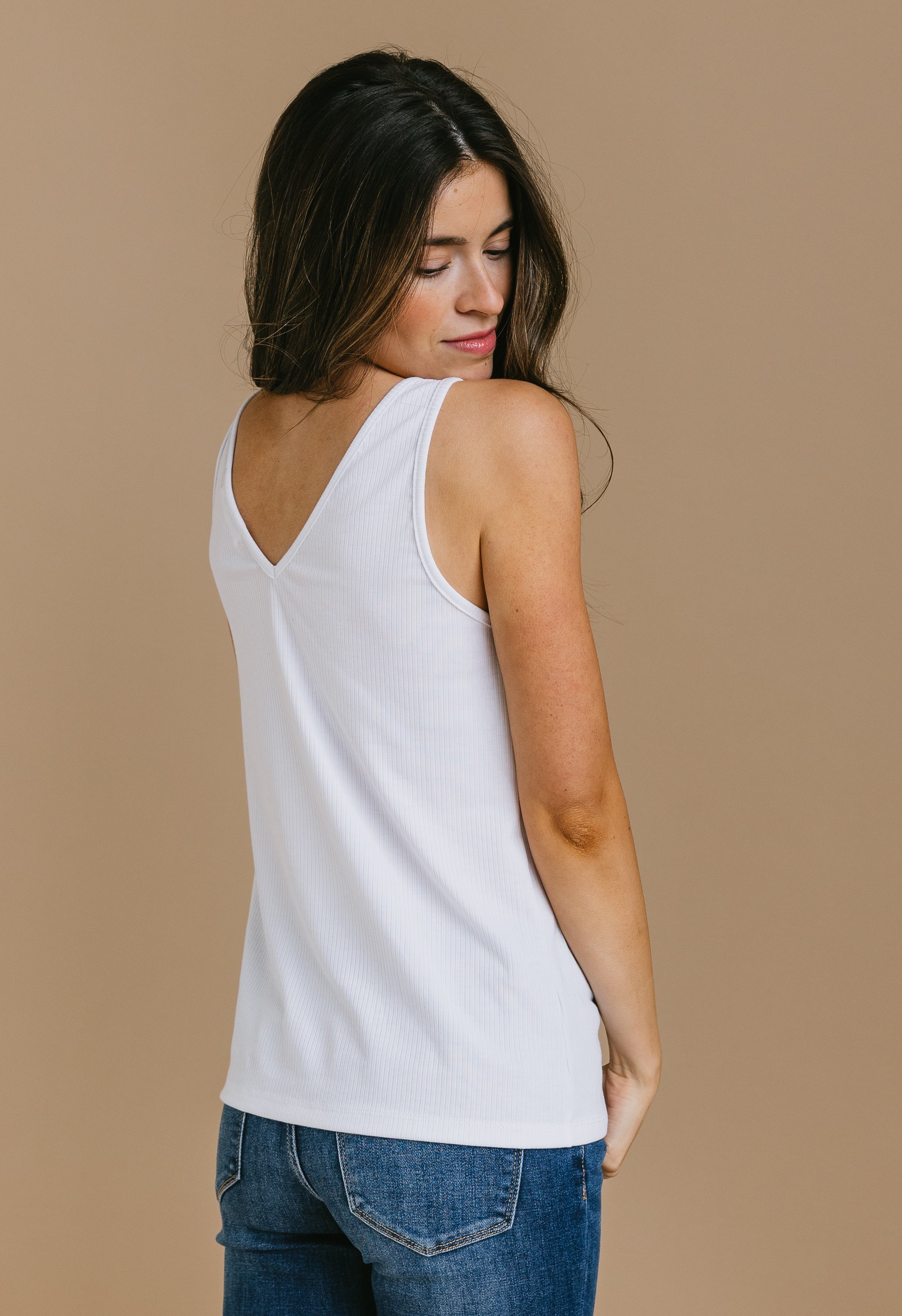 Chipper Ribbed Tank - WHITE - willows clothing TANK