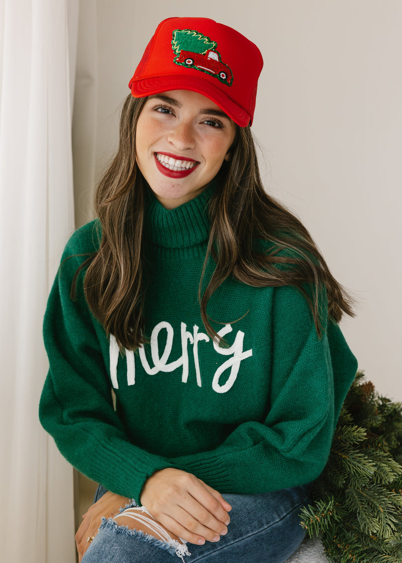 Christmas Tree Trucker Hat - RED - willows clothing HAT