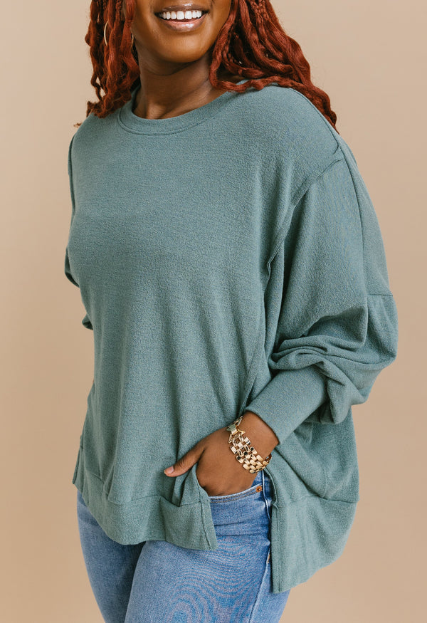 Constance Top - DARK SAGE - willows clothing L/S Shirt
