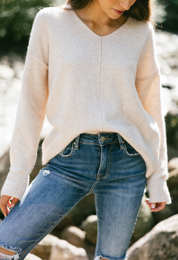 Crisp Air Sweater - OATMEAL - willows clothing SWEATER