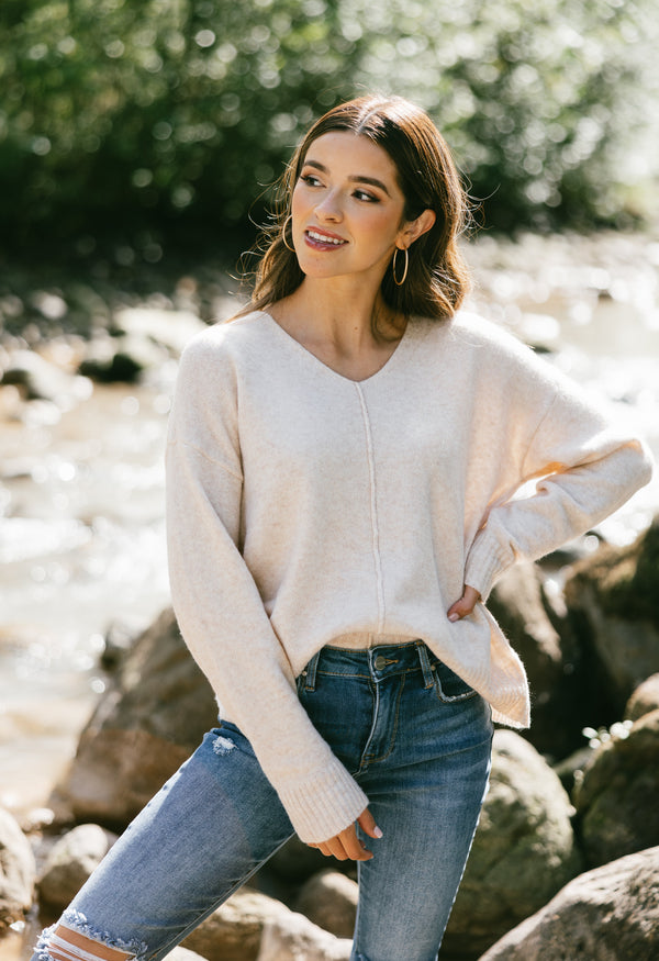 Crisp Air Sweater - OATMEAL - willows clothing SWEATER