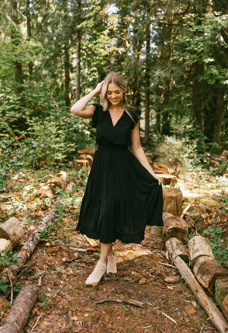 Delancey Dress - BLACK - willows clothing Long Dress