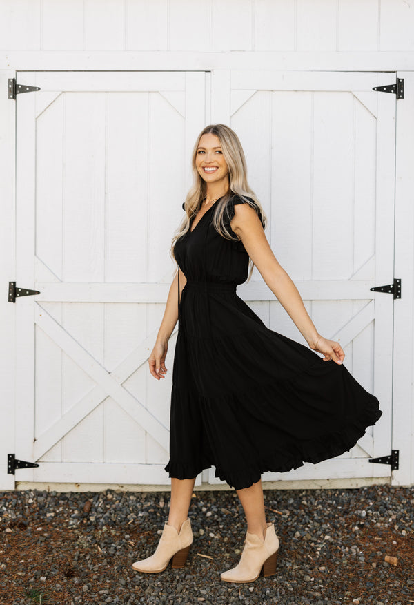 Delancey Dress - BLACK - willows clothing Long Dress