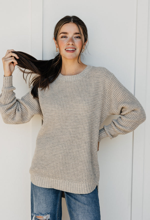 Denali Sweater - HEATHER BEIGE - willows clothing SWEATER