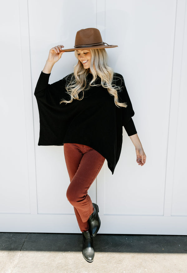 Dolman Sleeve Tunic - BLACK - willows clothing L/S Shirt