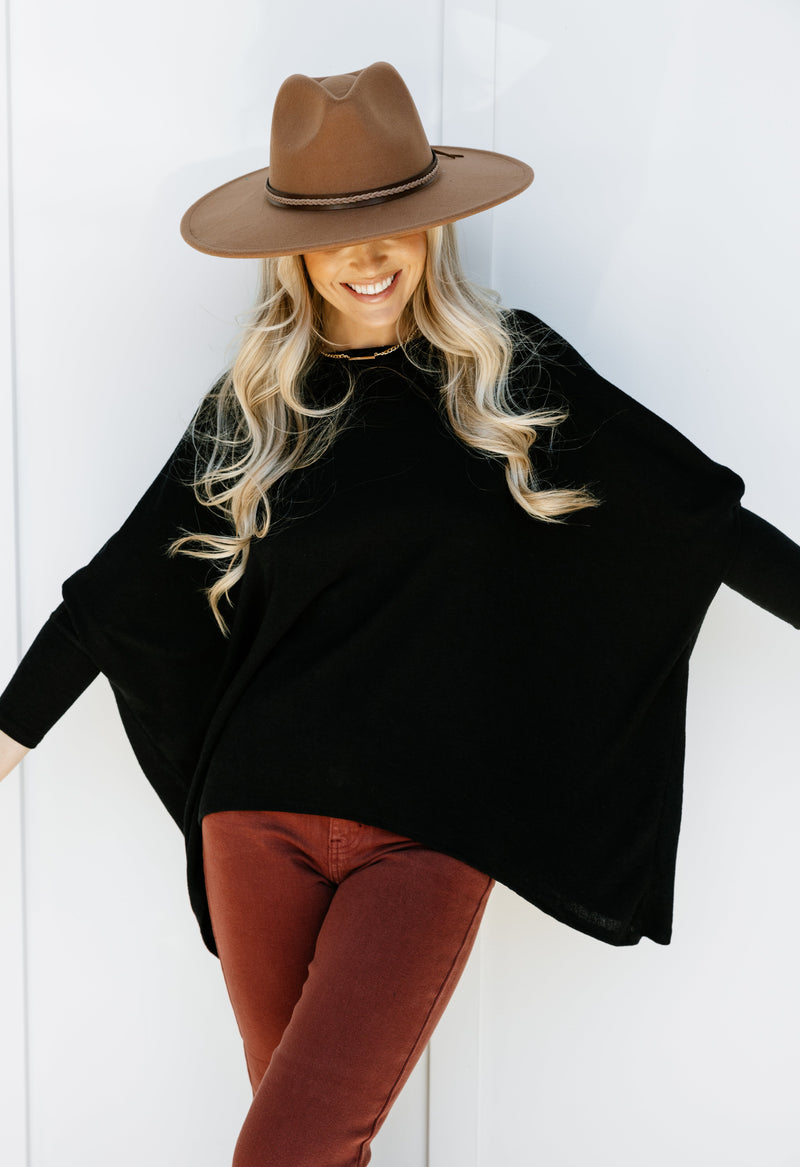 Dolman Sleeve Tunic - BLACK - willows clothing L/S Shirt