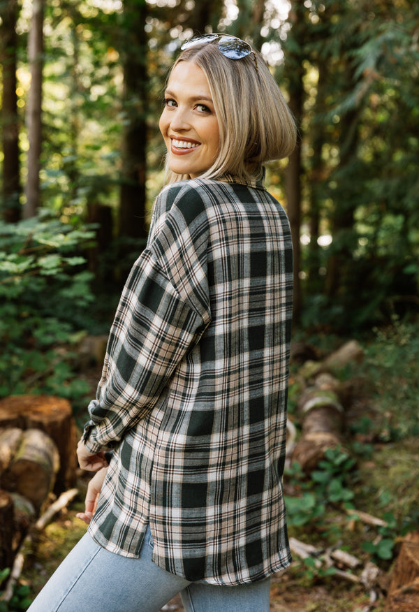 Down By The Lake Flannel - HUNTER - willows clothing L/S Shirt