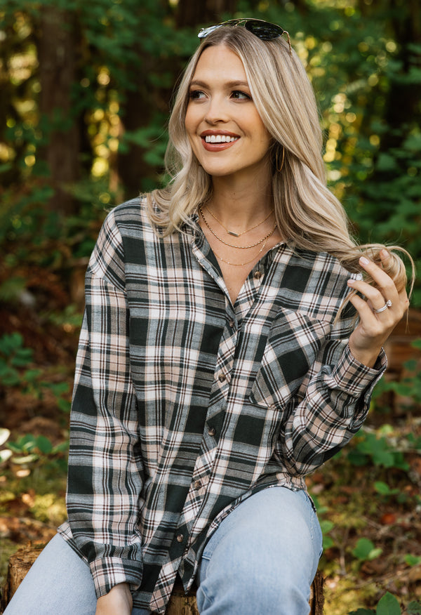 Down By The Lake Flannel - HUNTER - willows clothing L/S Shirt
