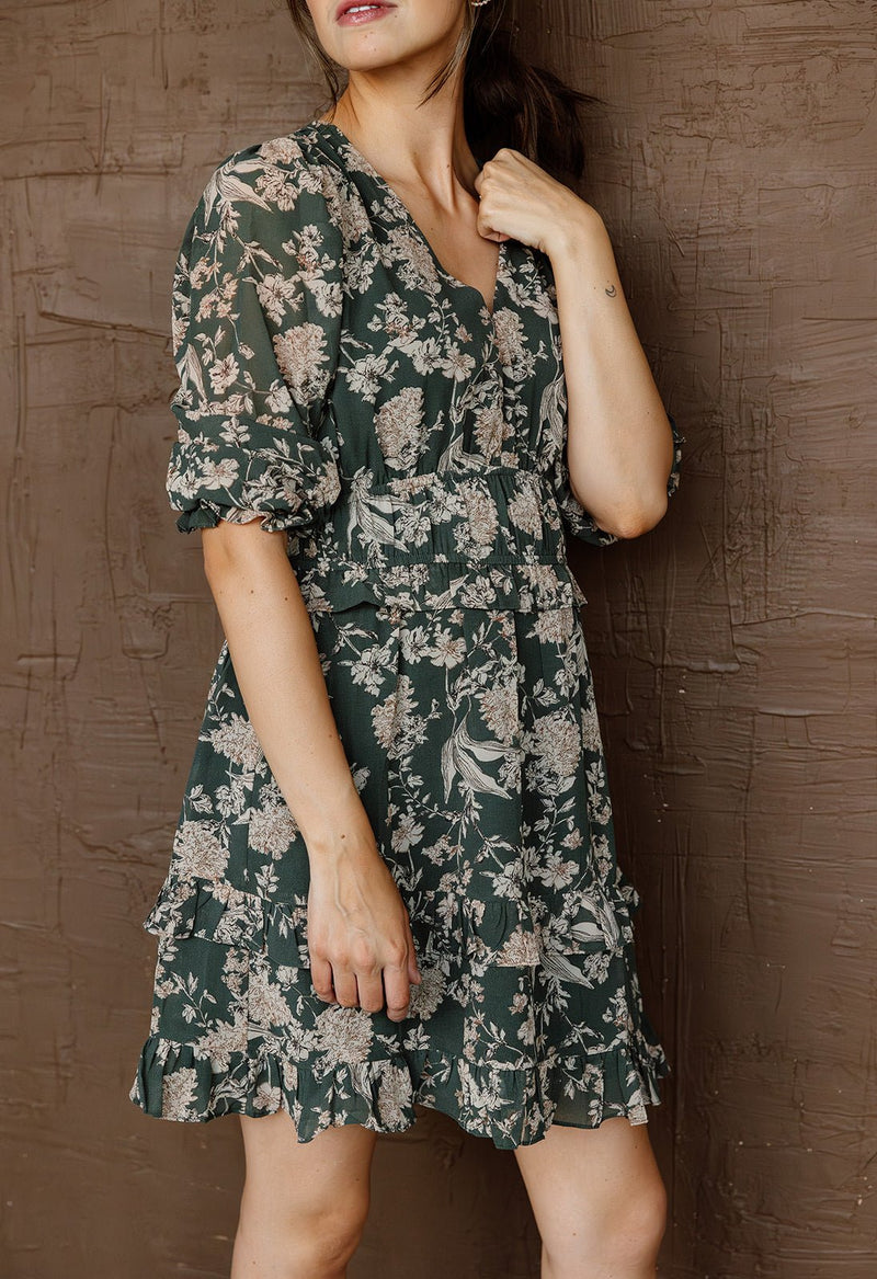 Eloise Mini Dress - DARK OLIVE - willows clothing Short Dress