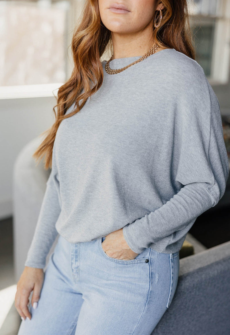 Favorite Comfy Tunic - GREY - willows clothing L/S Shirt
