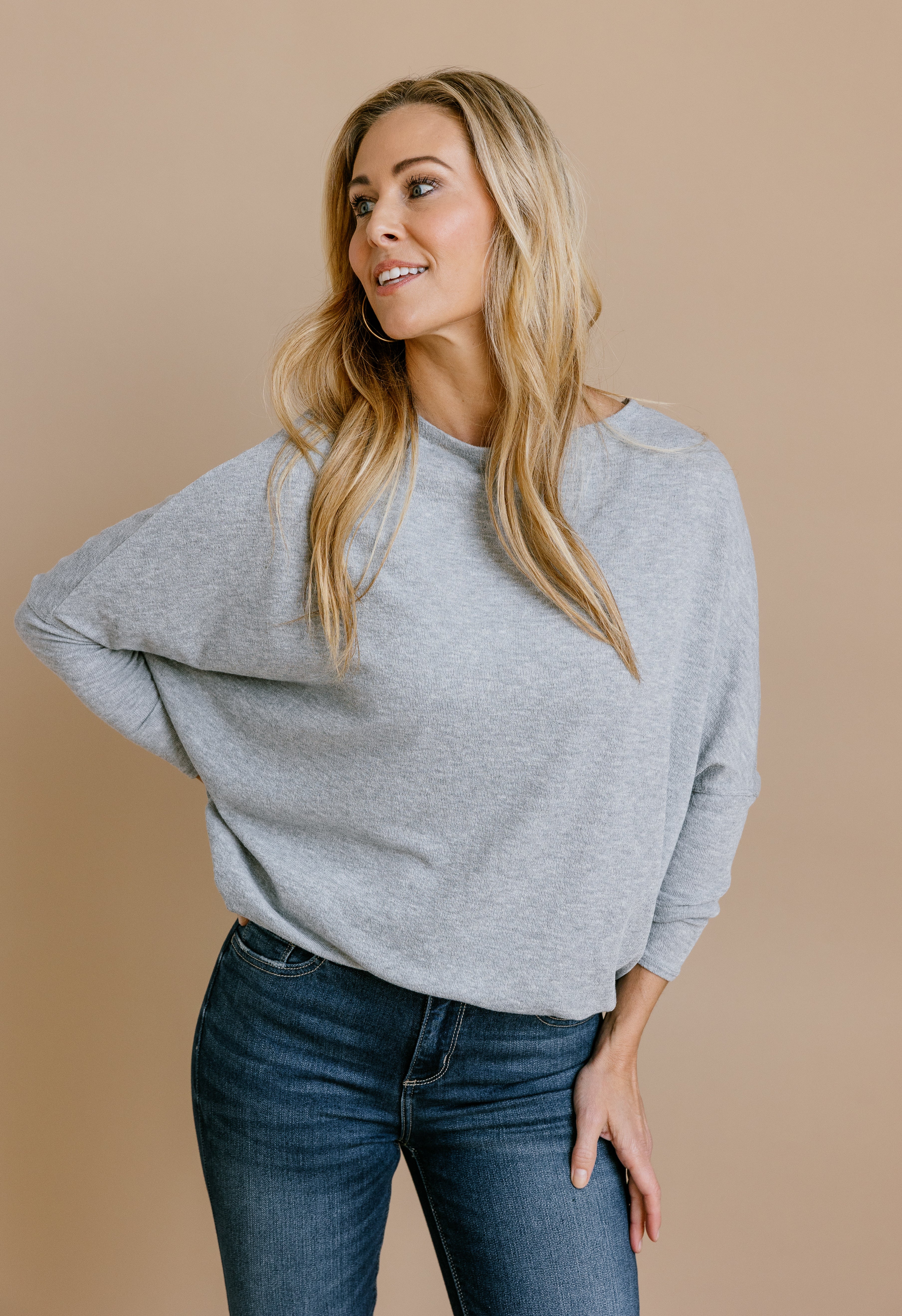 Favorite Comfy Tunic - HEATHER GREY - willows clothing L/S Shirt