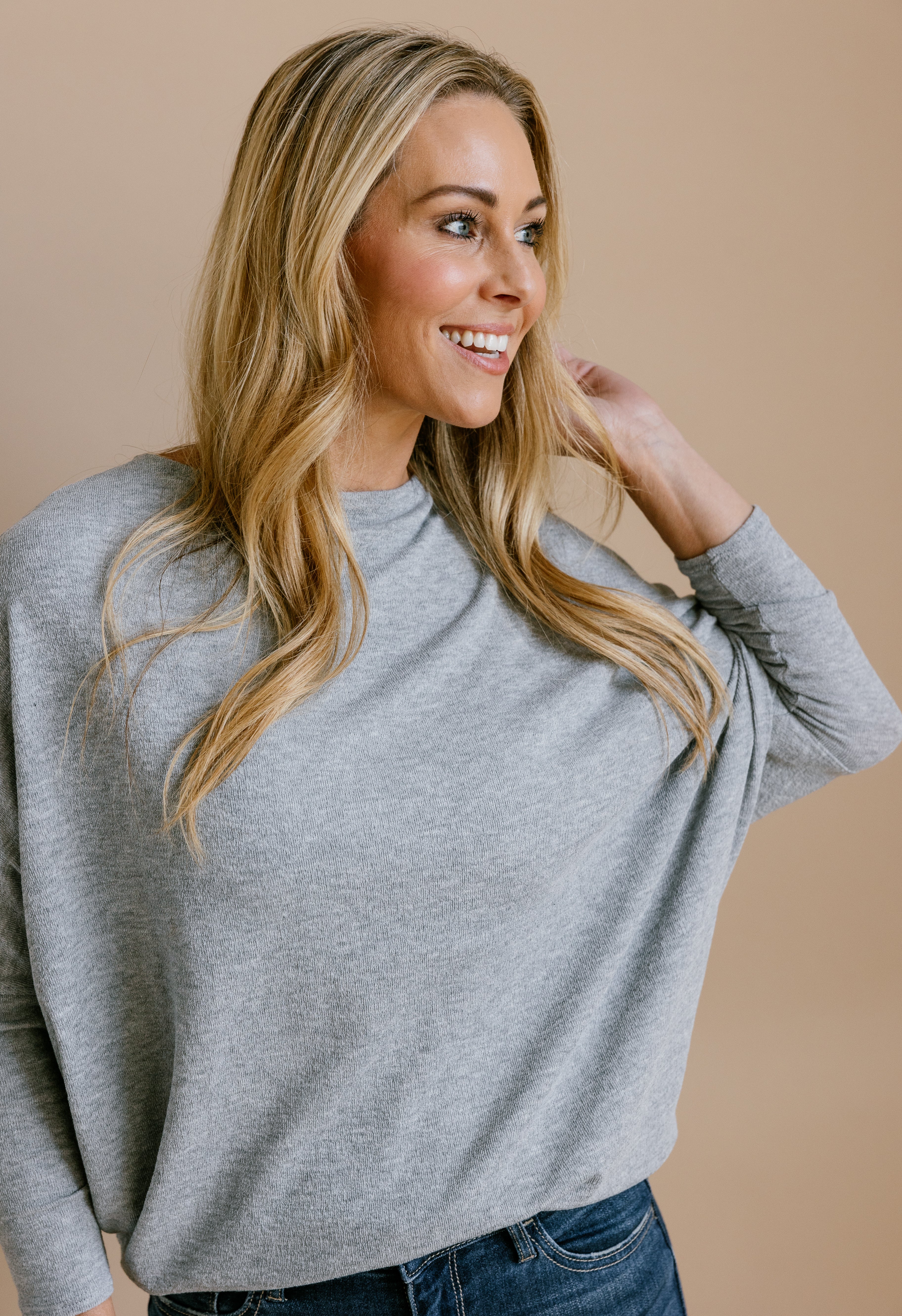 Favorite Comfy Tunic - HEATHER GREY - willows clothing L/S Shirt