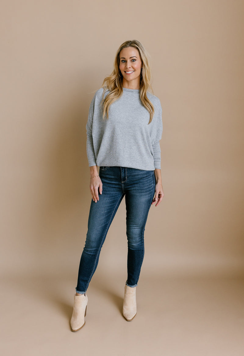 Favorite Comfy Tunic - HEATHER GREY - willows clothing L/S Shirt