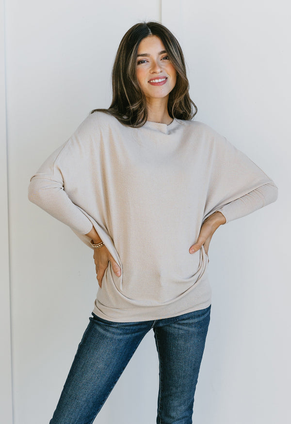 Favorite Comfy Tunic - TAUPE - willows clothing L/S Shirt