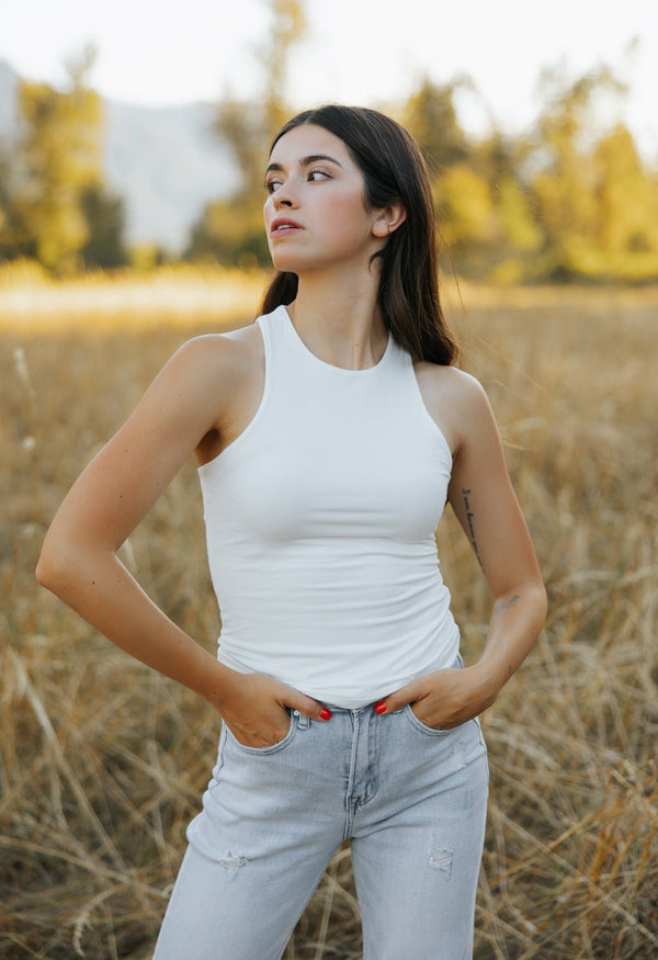 Final Touch High Neck Tank - IVORY - willows clothing TANK