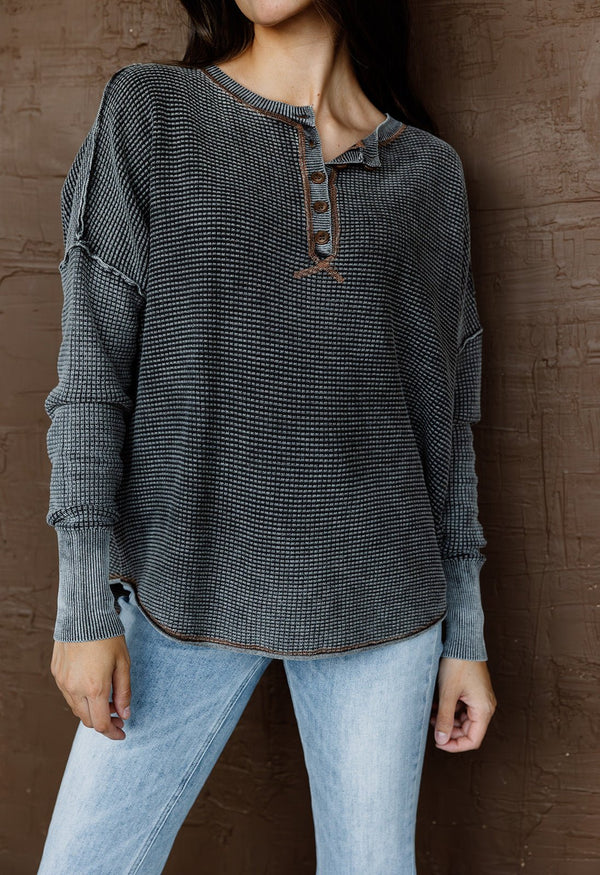 Francis Top - CHARCOAL - willows clothing L/S Shirt