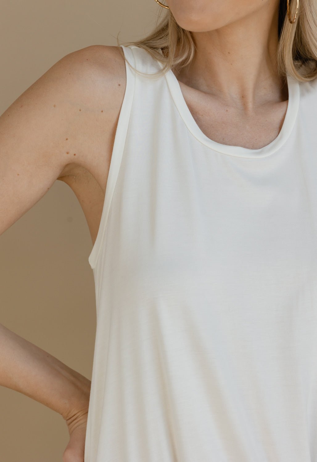 Front Tied Tank - IVORY - willows clothing Tanks