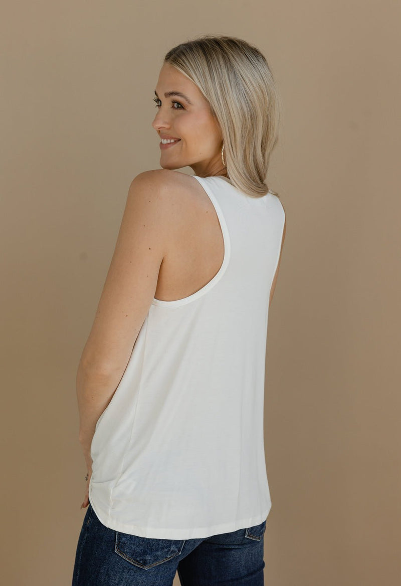 Front Tied Tank - IVORY - willows clothing Tanks