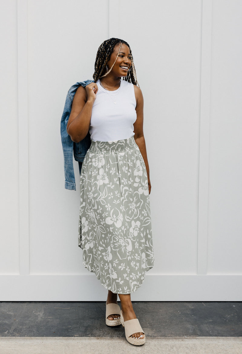Harris Skirt - SAGE - willows clothing MIDI SKIRT