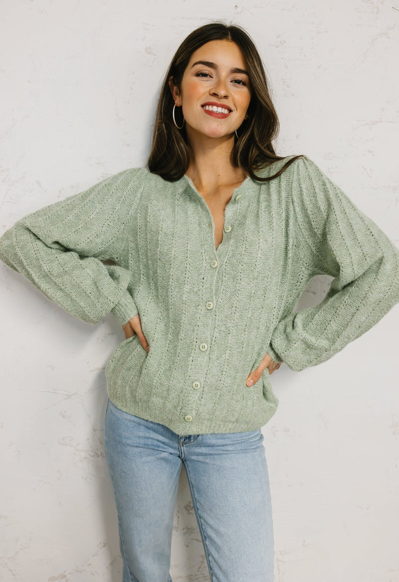 Imogen Cardigan - LIGHT GREEN - willows clothing Cardigan