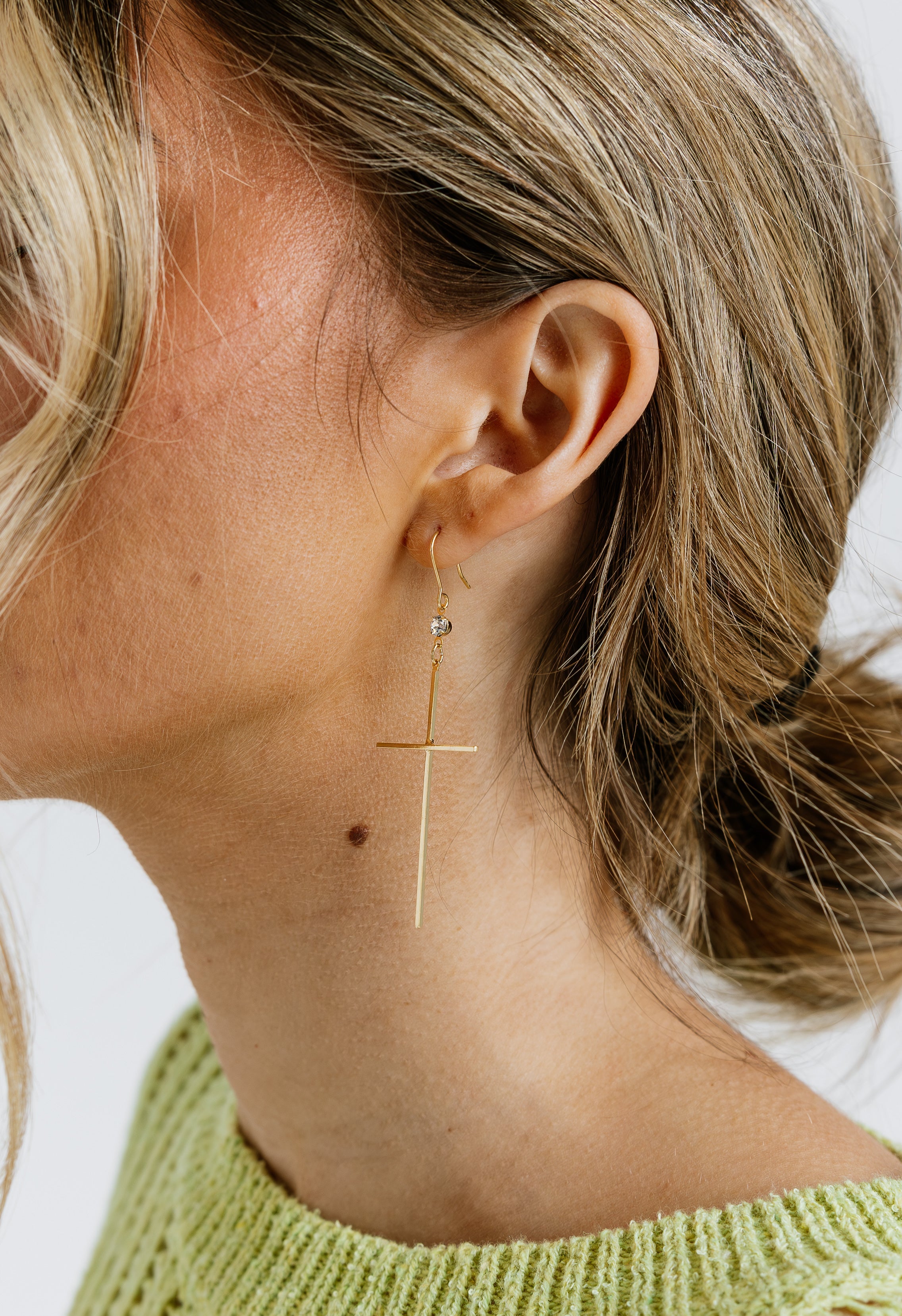 Long Cross Earrings - GOLD - willows clothing Earrings
