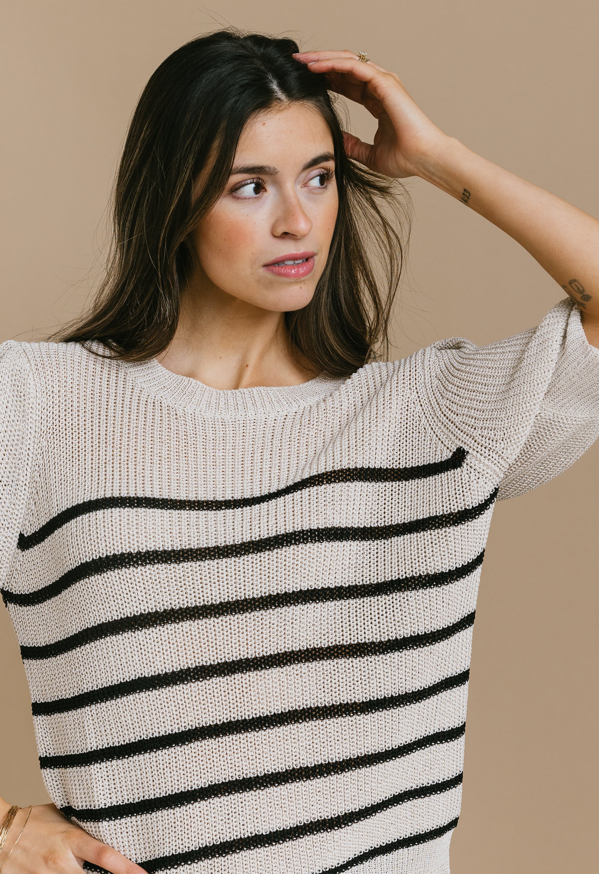 Mark My Words Sweater - TAUPE/BLACK - willows clothing SWEATER