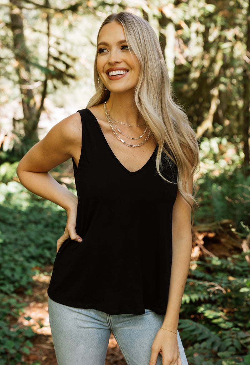 Mary Anne Tank - BLACK - willows clothing TANK