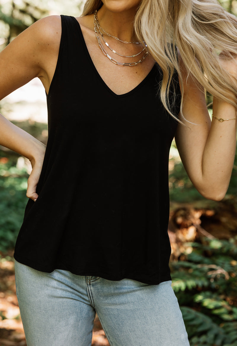 Mary Anne Tank - BLACK - willows clothing TANK