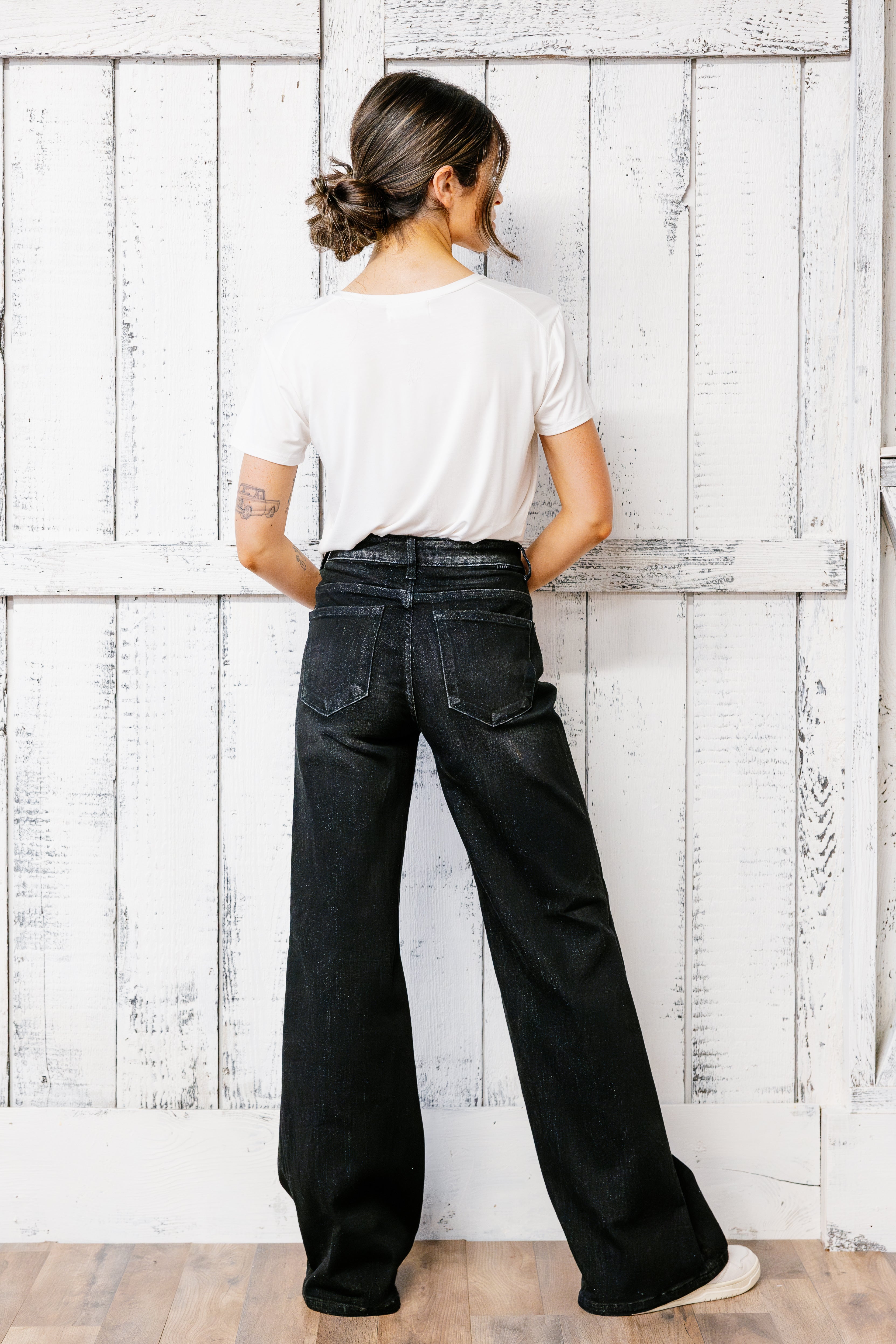 Megan Jeans - BLACK - willows clothing WIDE LEG