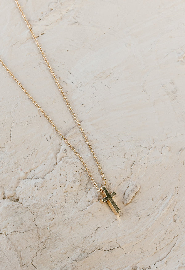 Minimalist Cross Necklace - GOLD - willows clothing NECKLACE