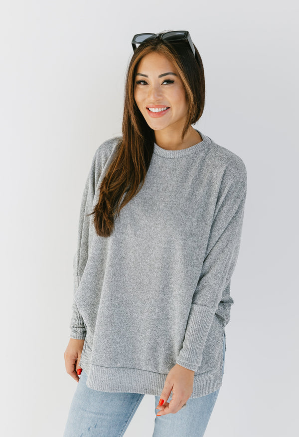 Monica Top - HEATHER GREY - willows clothing L/S Shirt