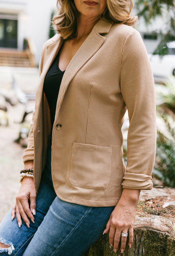 Moving Forward Blazer - TAN - willows clothing Blazer/ Denim Jacket