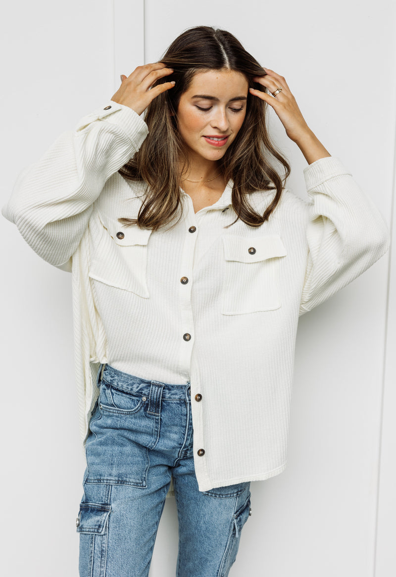 Night In Shacket- CREAM - willows clothing JACKET