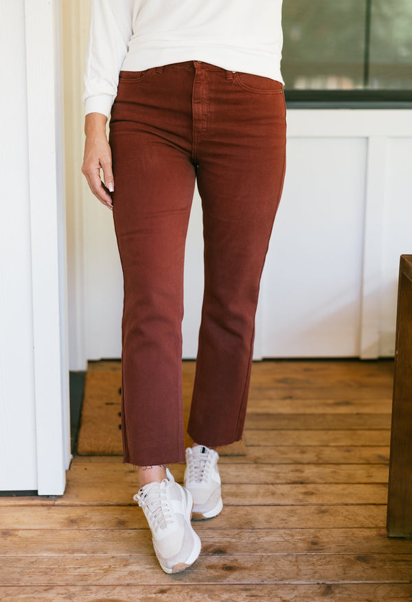 Paloma Jeans - BURGUNDY - willows clothing Straight Leg