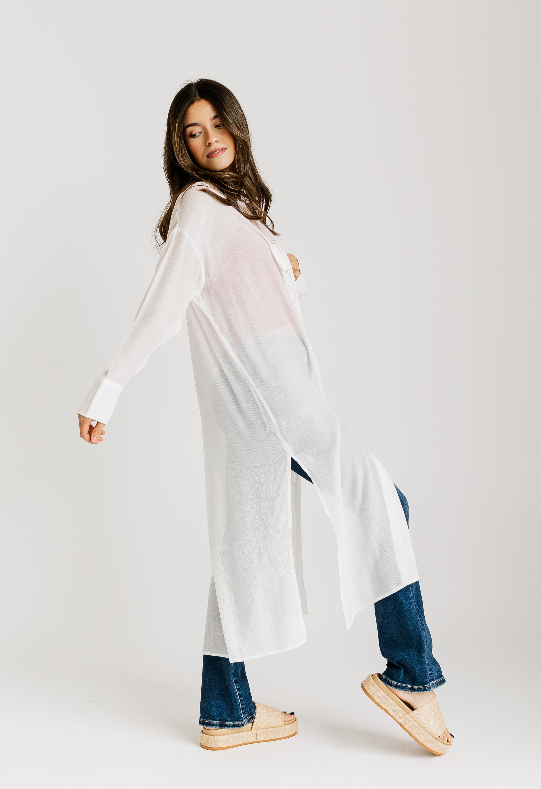 Paris Duster - OFF WHITE - willows clothing L/S Shirt