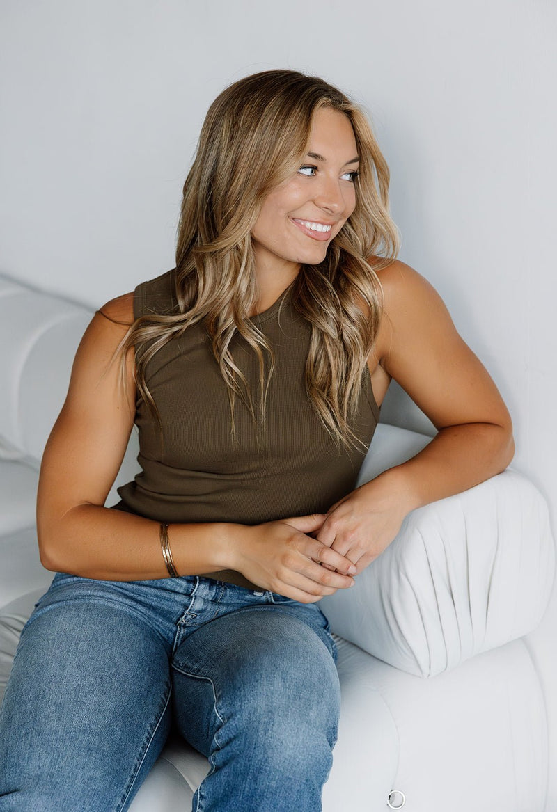 Payton Tank - OLIVE - willows clothing TANK