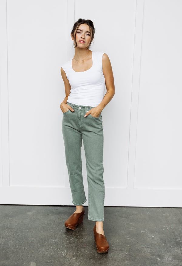 Pearl Jeans - OLIVE - willows clothing Straight Leg