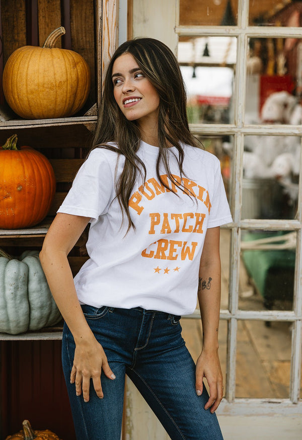Pumpkin Patch Crew Graphic Tee - WHITE - willows clothing S/S Shirt