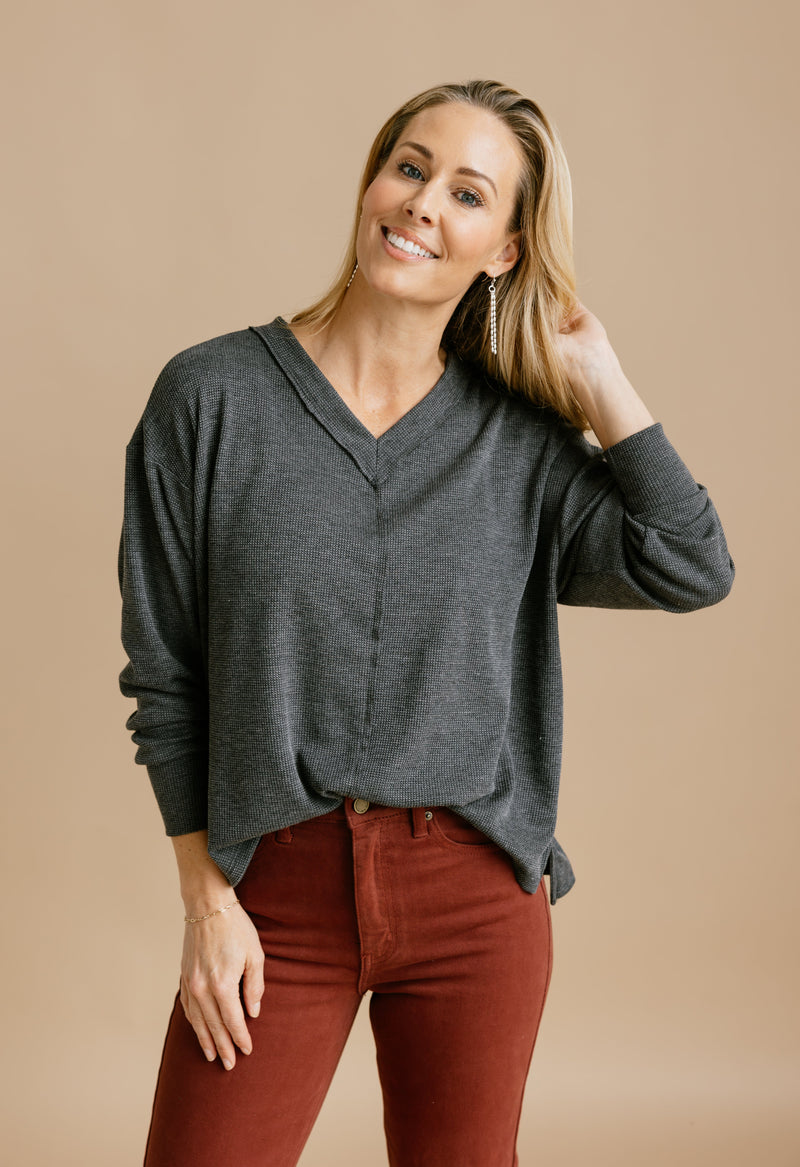 Rachel Top - DARK CHARCOAL - willows clothing L/S Shirt