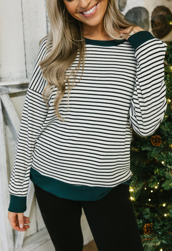 Ramona Top - IVORY/ FOREST - willows clothing L/S Shirt