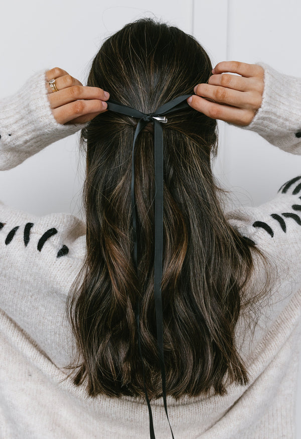 Ribbon Hair Clip - BLACK - willows clothing Hair Clip
